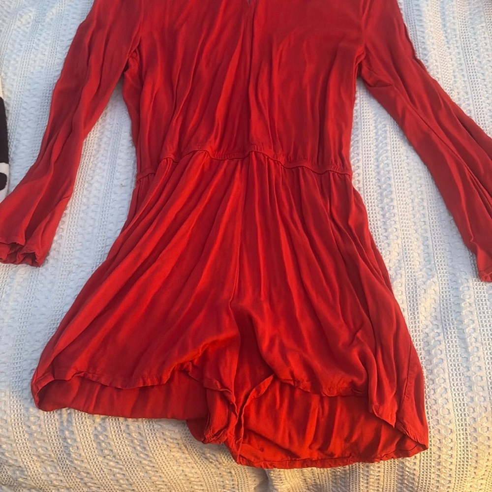 Red Long Sleeve Romper